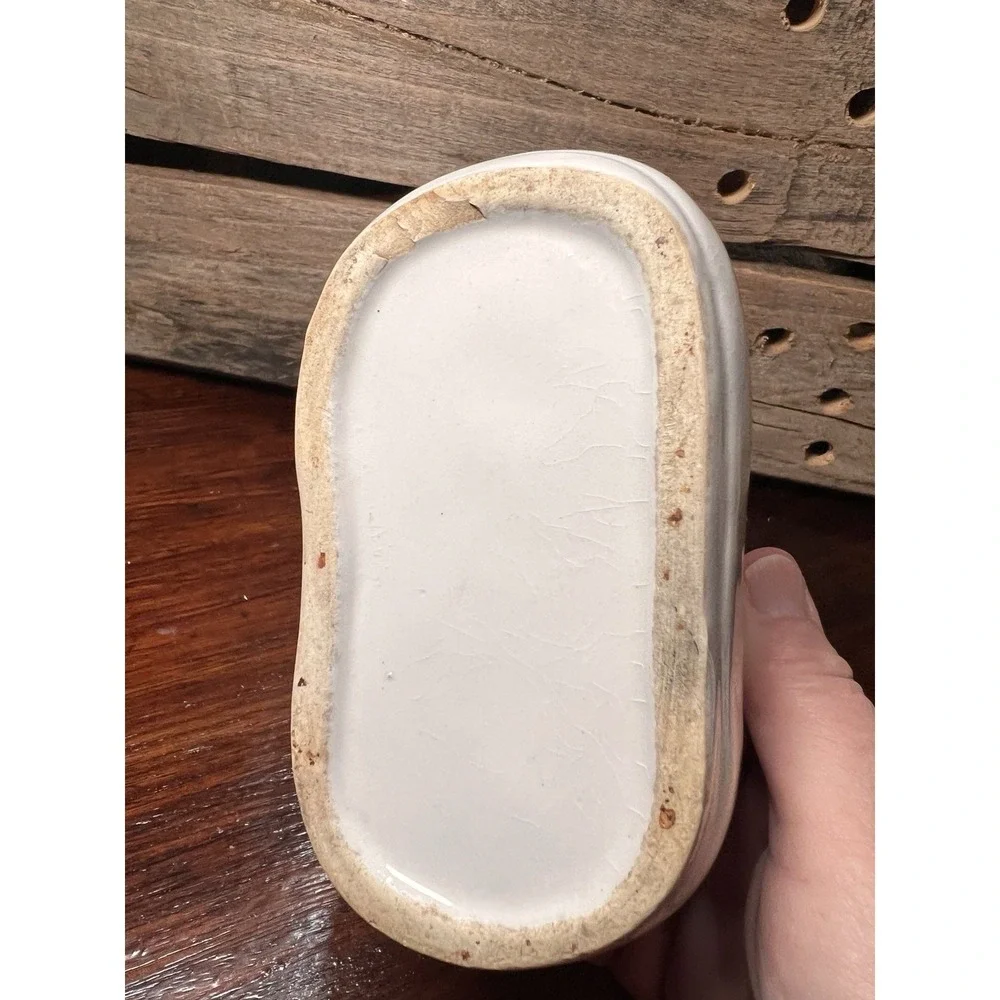 White Vintage Baby Shoe Planter Gold accents Ceramic Succulent‎ Nursery Baby
